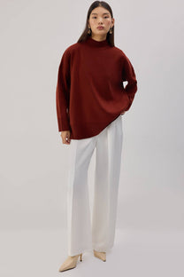 Maglione basic a collo alto in maglia