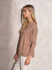Maglione a maglia con scollo a V in viscosa con lurex