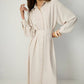 Abito camicia maxi plissettato con cintura