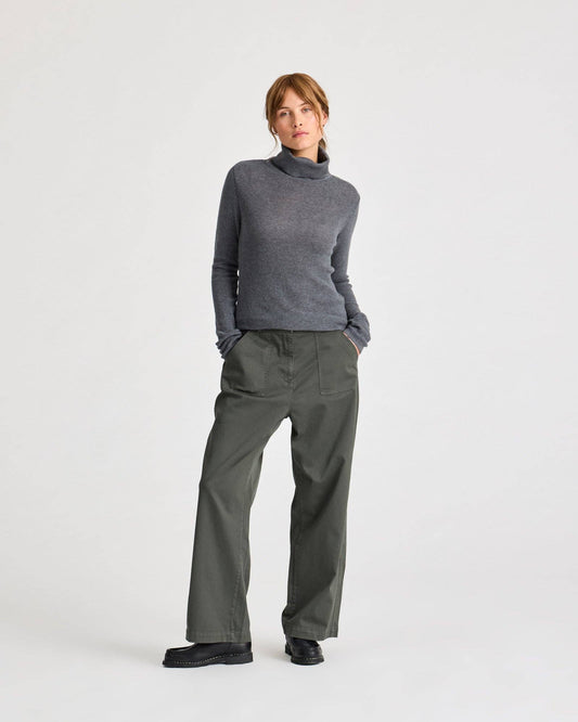 Maglia dolcevita in cotone biologico grigio scuro mélange