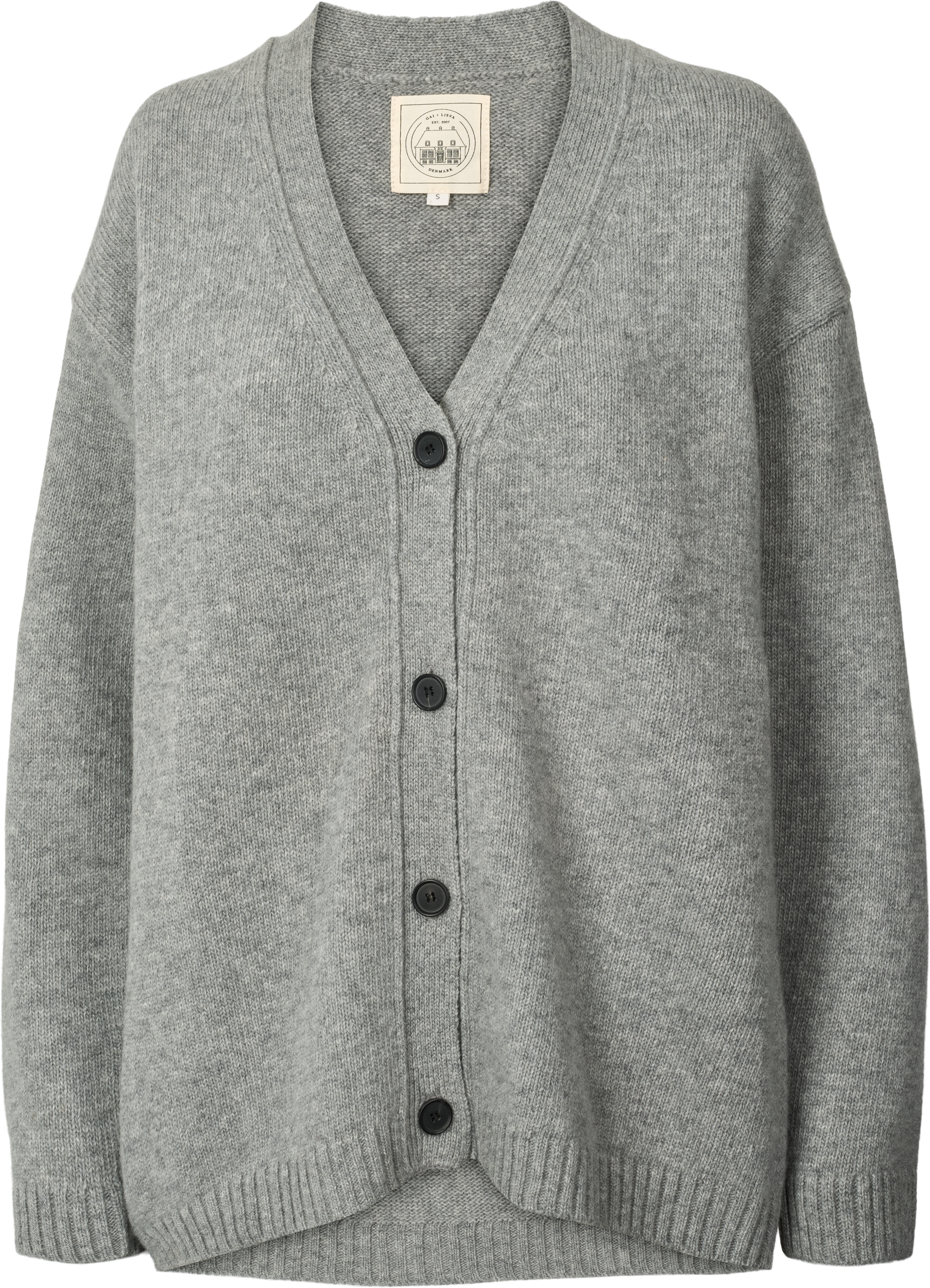 Cardigan Edith in lana d’agnello grigio mélange