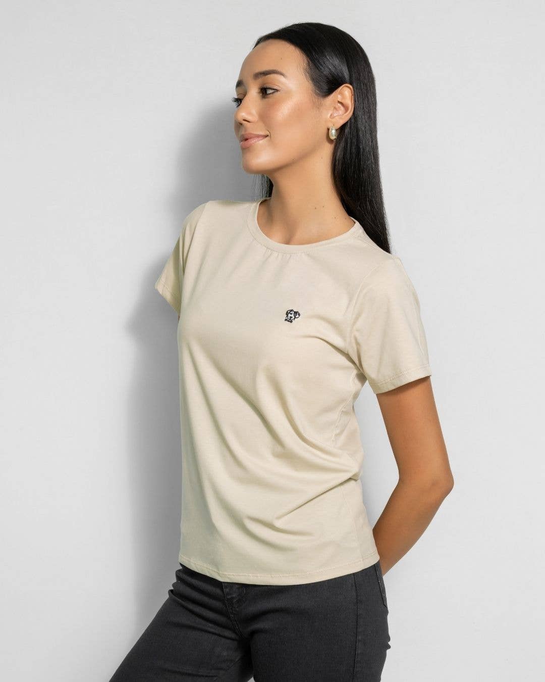 T-shirt donna antimacchia avorio scuro in cotone