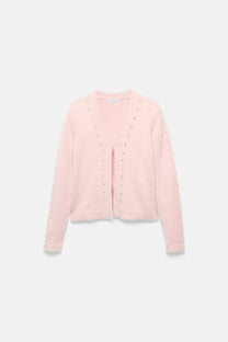 Giacca in maglia con pietre a contrasto
