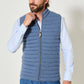 Gilet imbottito in lana merino con zip e tasche blu chiaro