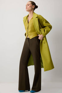 Gilet blazer in pelle vegana verde oliva