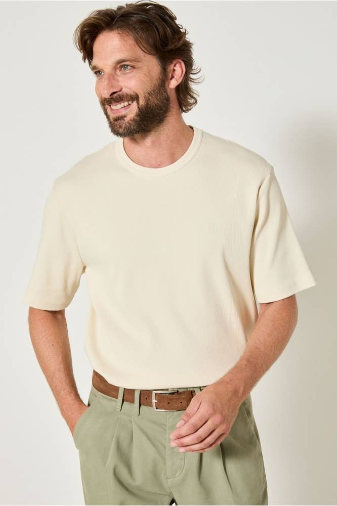T-shirt a costine oversize in cotone organico con logo ricamato