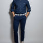 Pantaloni chino elasticizzati blu navy da uomo