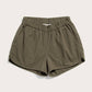 Shorts track Luca a righe oliva in lino e cotone