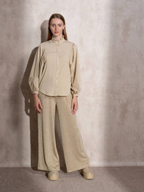 Blusa con maniche a palloncino e collo arricciato