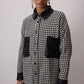 Camicia overshirt pied-de-poule con dettagli effetto pelle