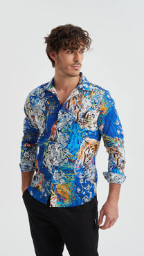 Camicia premium da uomo con stampa digitale multicolor