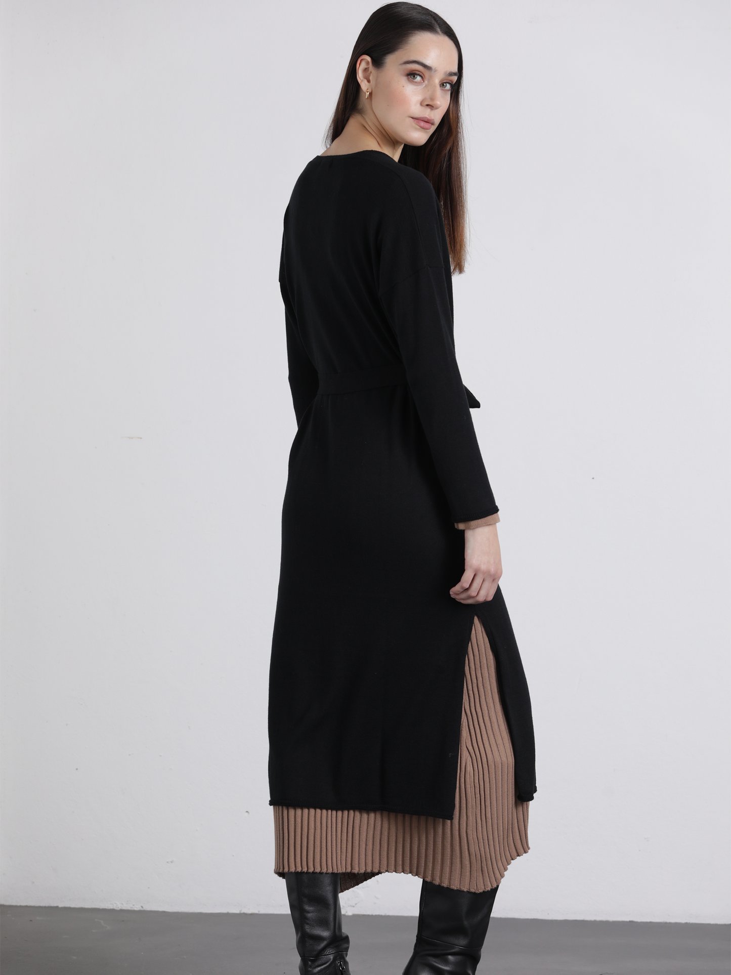 Cappotto lungo morbido con cintura