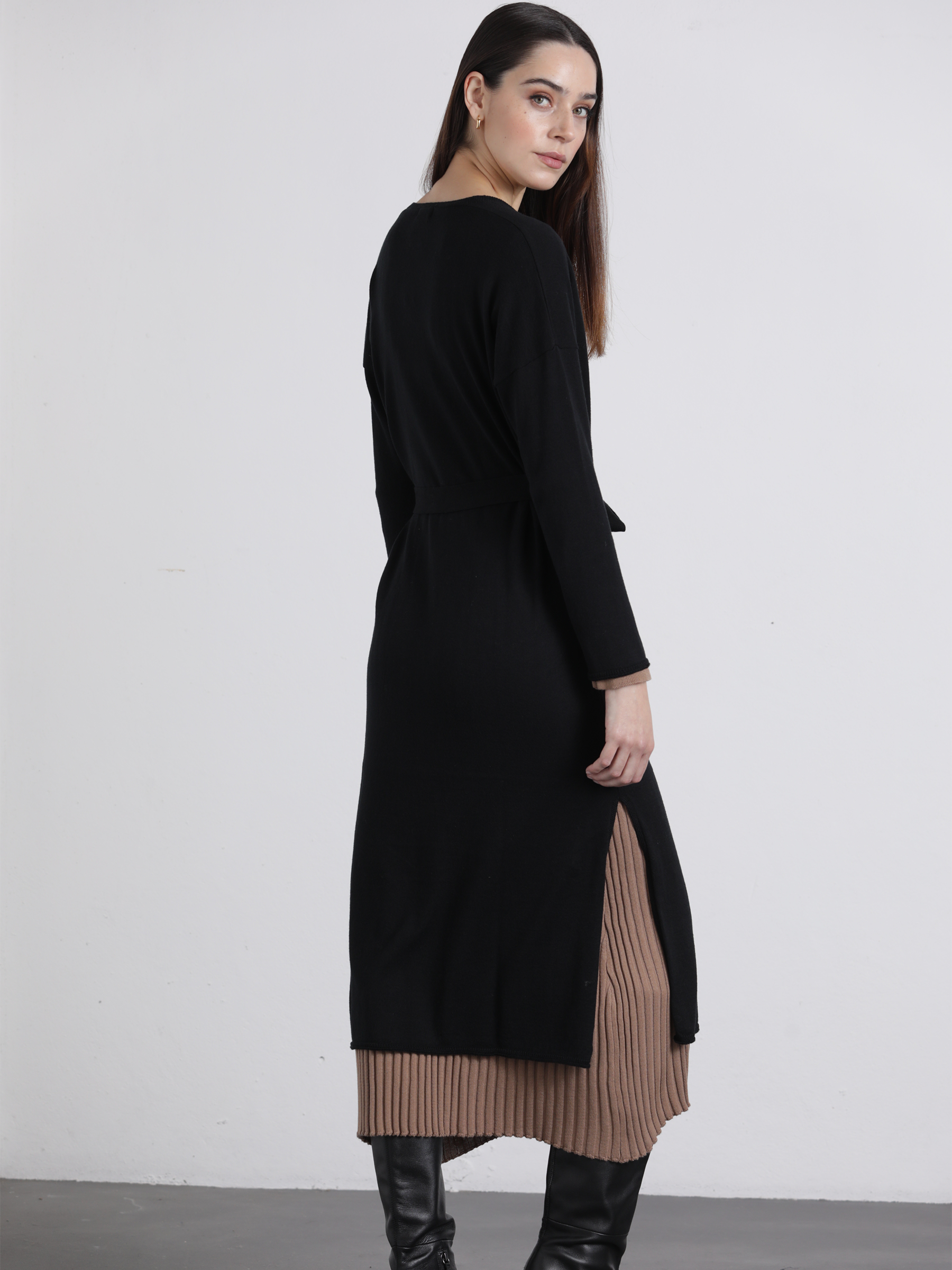 Cappotto lungo morbido con cintura