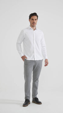 Camicia in cotone piqué comfort bianca