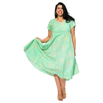 Vestito midi estivo boho in cotone con maniche corte