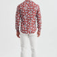 Camicia stretch slim fit rossa a fiori