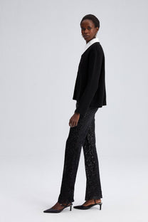 Cardigan nero in maglia con bottoni dorati