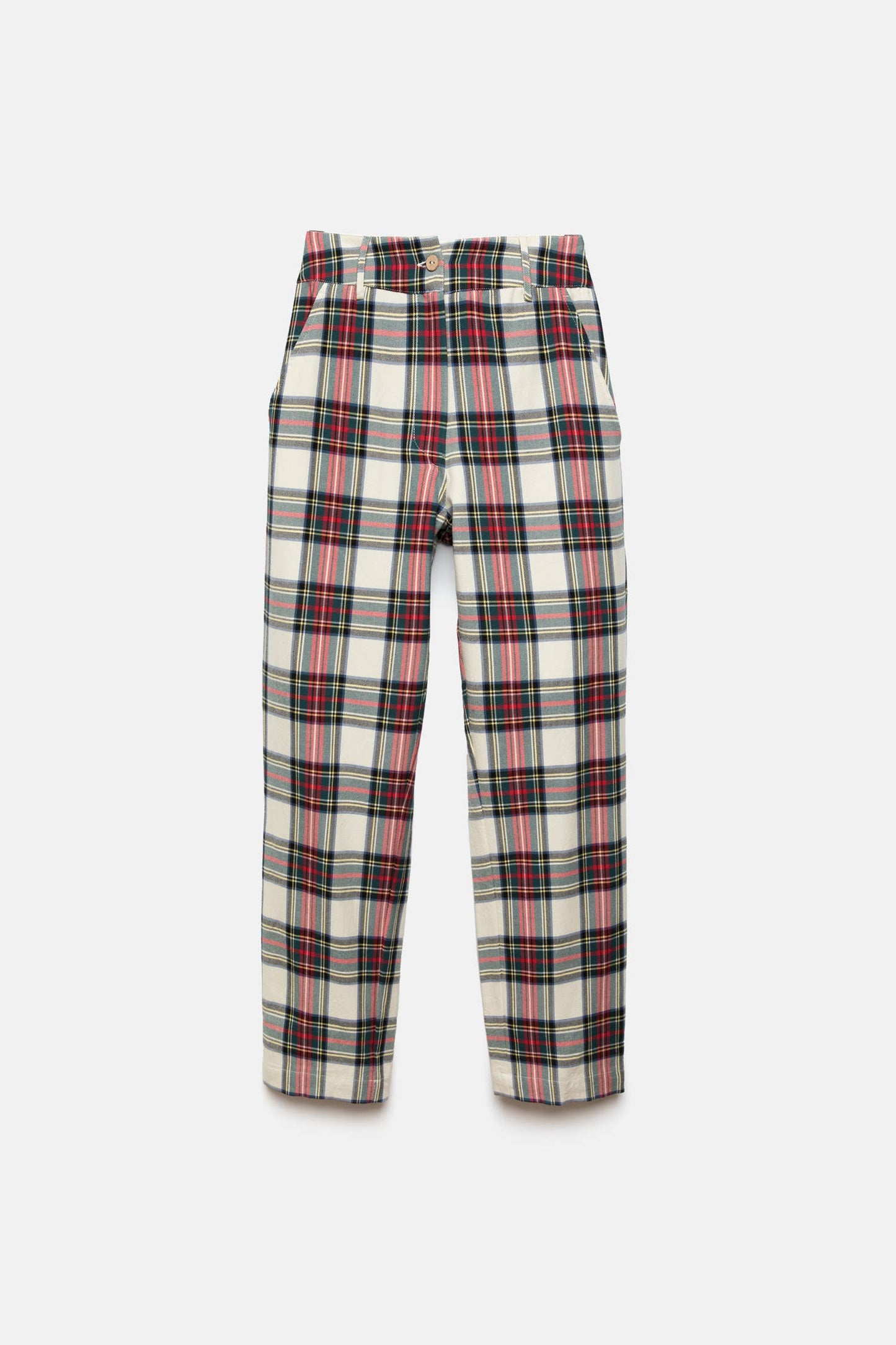 Pantaloni a sigaretta tartan in cotone