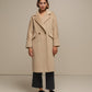 Cappotto doppiopetto color cammello da donna