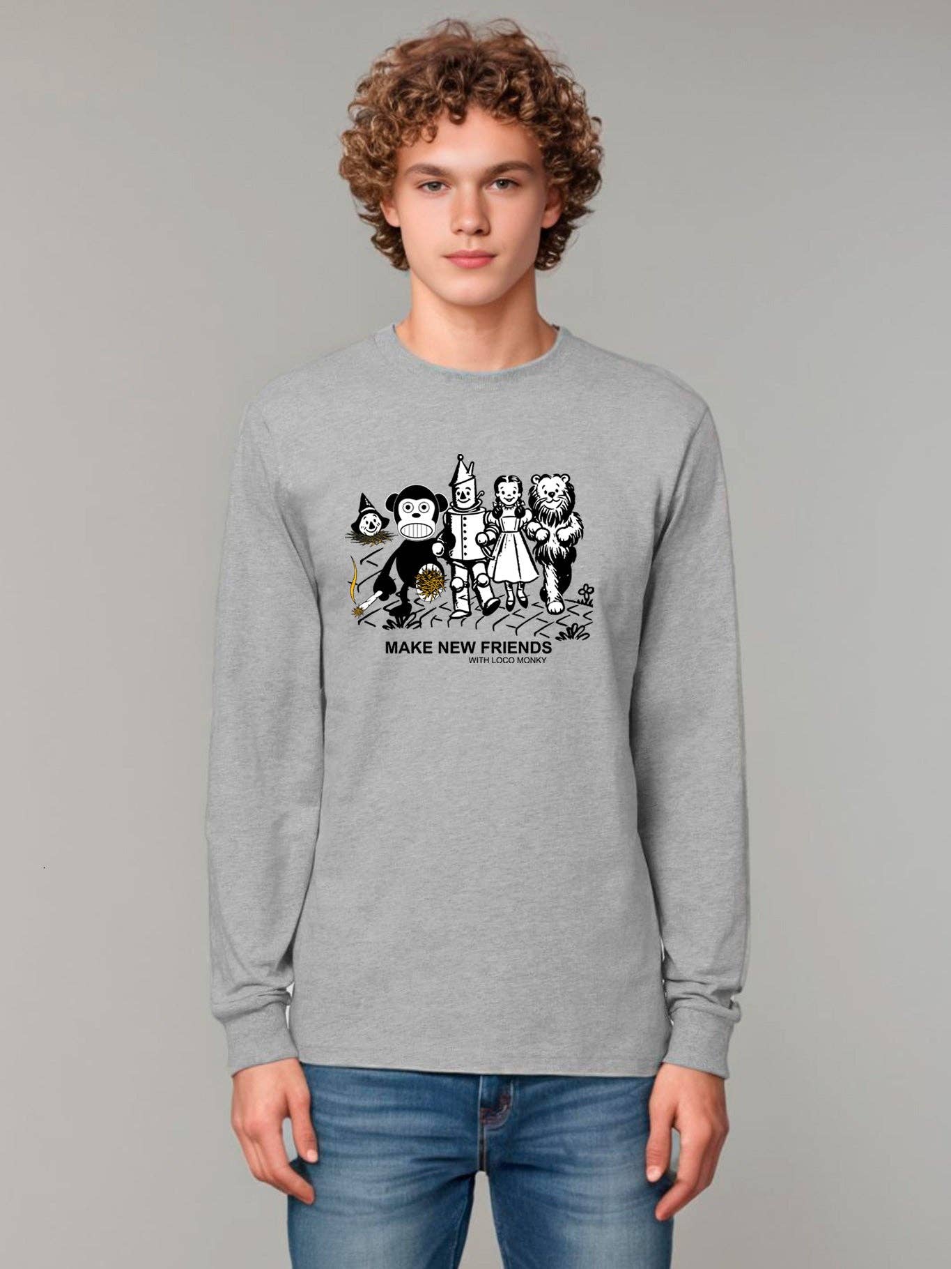 T-shirt unisex a maniche lunghe Make New Friends grigio melange