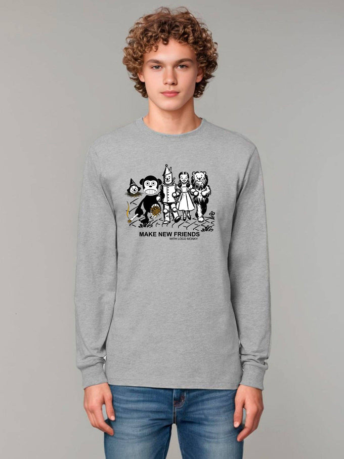 T-shirt unisex a maniche lunghe Make New Friends grigio melange