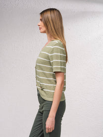 Cardigan a righe in maglia con bottoni dorati