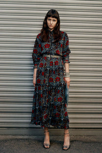 Abito lungo in chiffon floreale