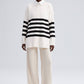 Maglione tunica oversize a righe monocromatiche