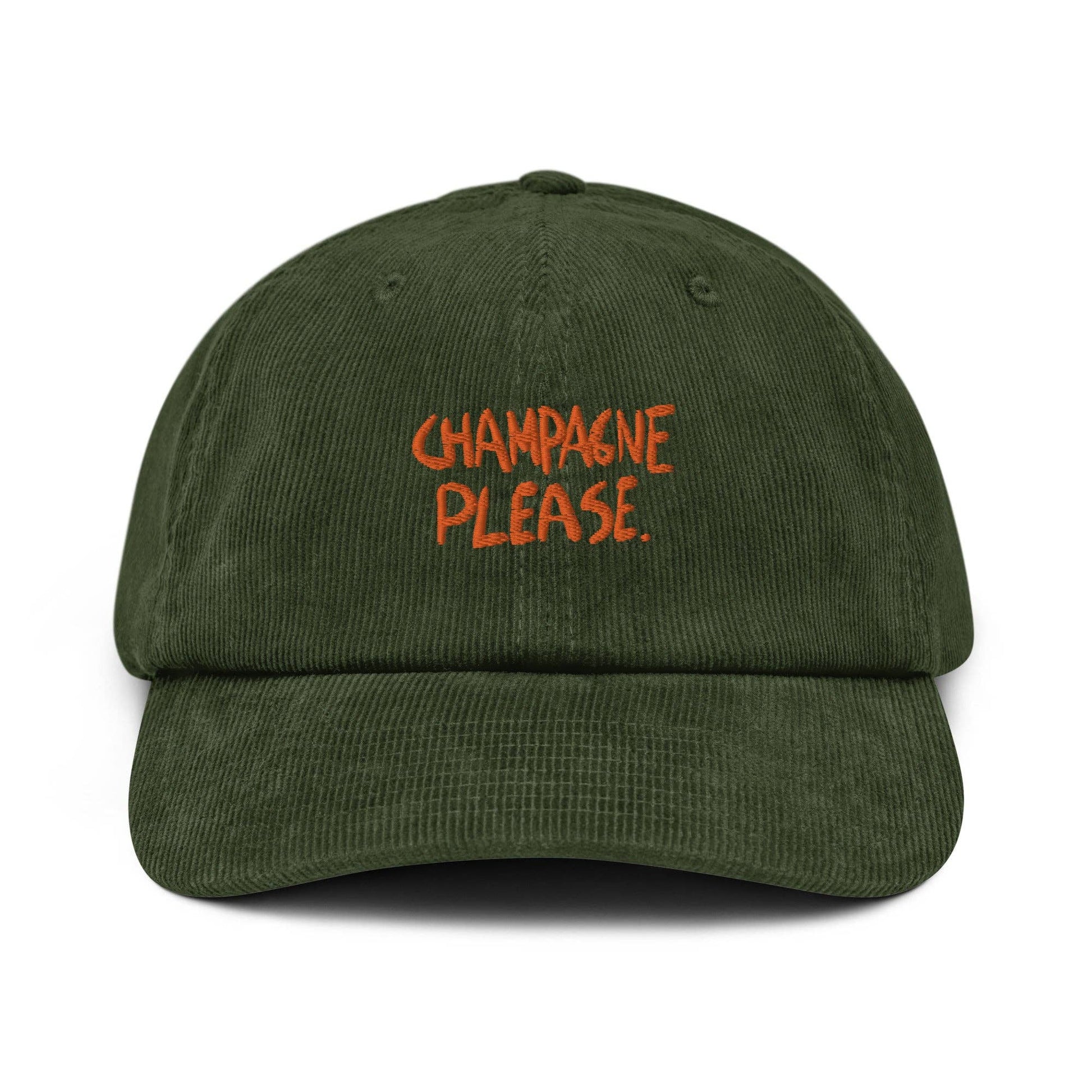 Cappellino dad hat in velluto a coste con ricamo “Champagne Please”