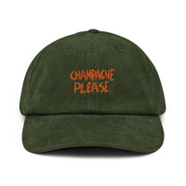 Cappellino dad hat in velluto a coste con ricamo “Champagne Please”