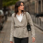 Cappotto in maglia mélange con cintura