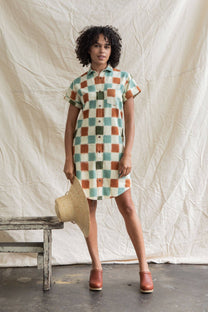 Abito camicia Loren a quadri ikat in cotone