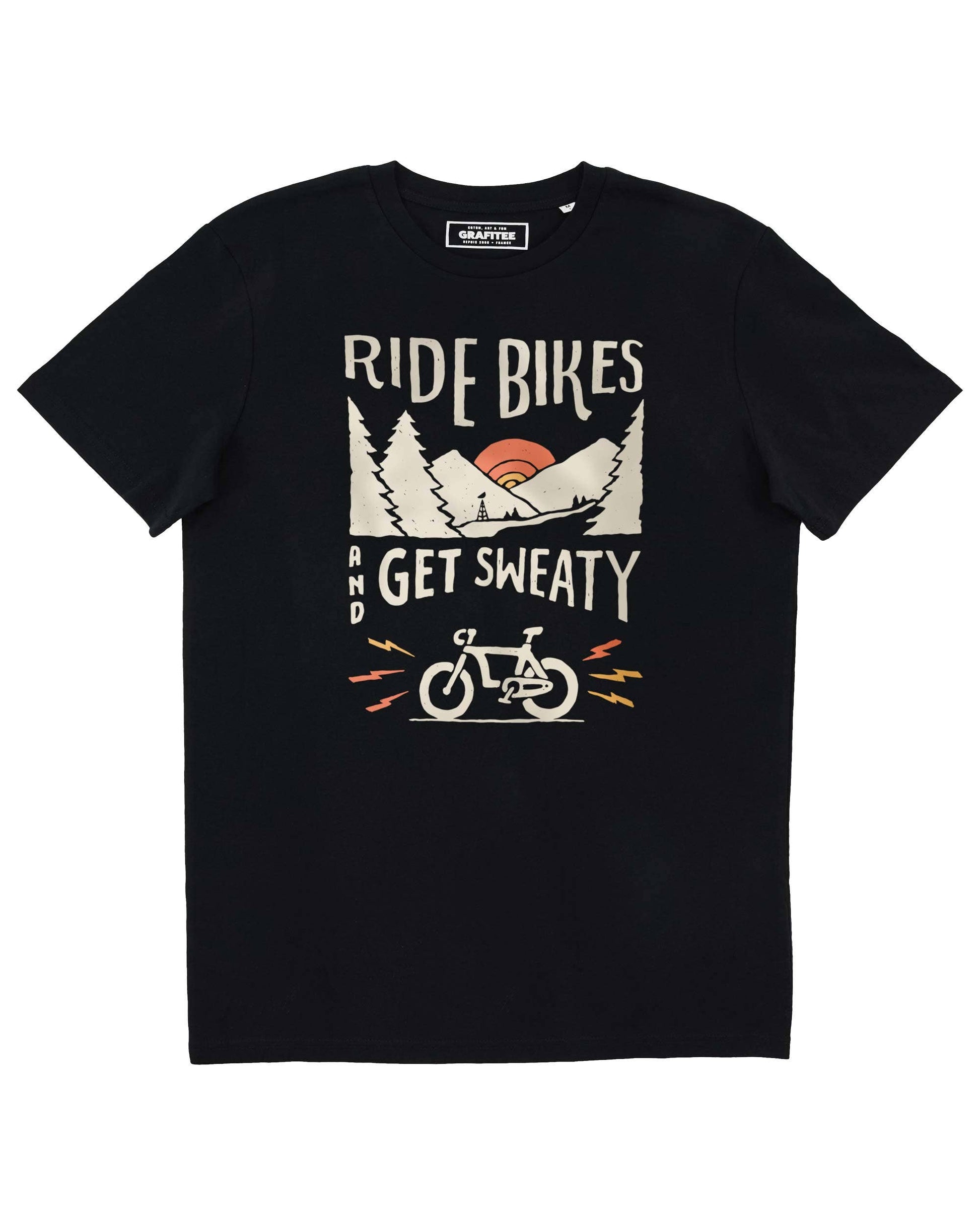 T-shirt outdoor unisex in cotone biologico con stampa bici