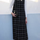 Abito gilet in tweed a quadri con colletto a camicia
