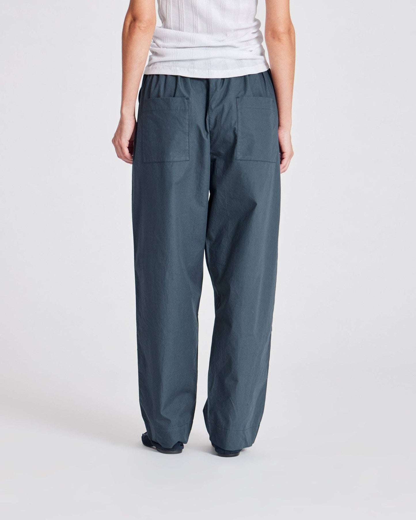 Pantaloni Jasmin in popeline di cotone biologico Blu Denim