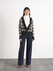 Cardigan in maglia a quadri con bottoni