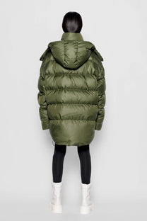 Piumino Iconica verde militare con cappuccio removibile