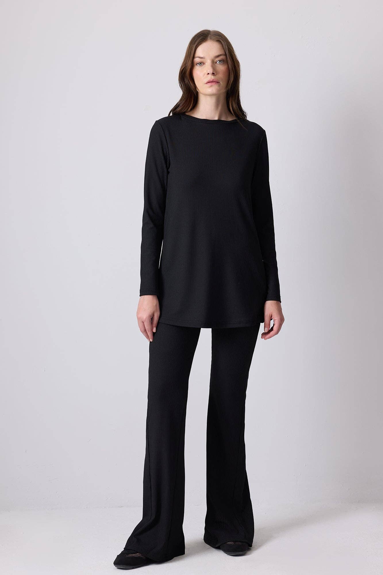 Set tunica e pantaloni a coste in maglia