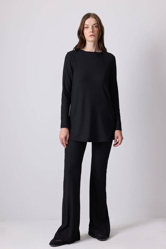 Set tunica e pantaloni a coste in maglia