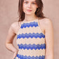 Top in maglia senza maniche a righe zigzag