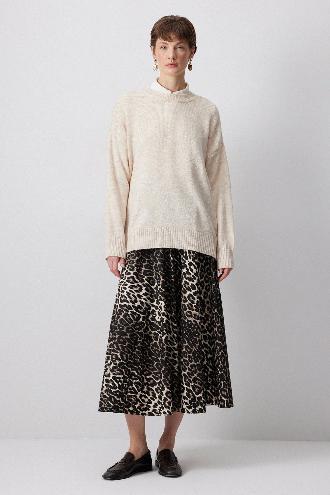 Maglione oversize tinta unita beige