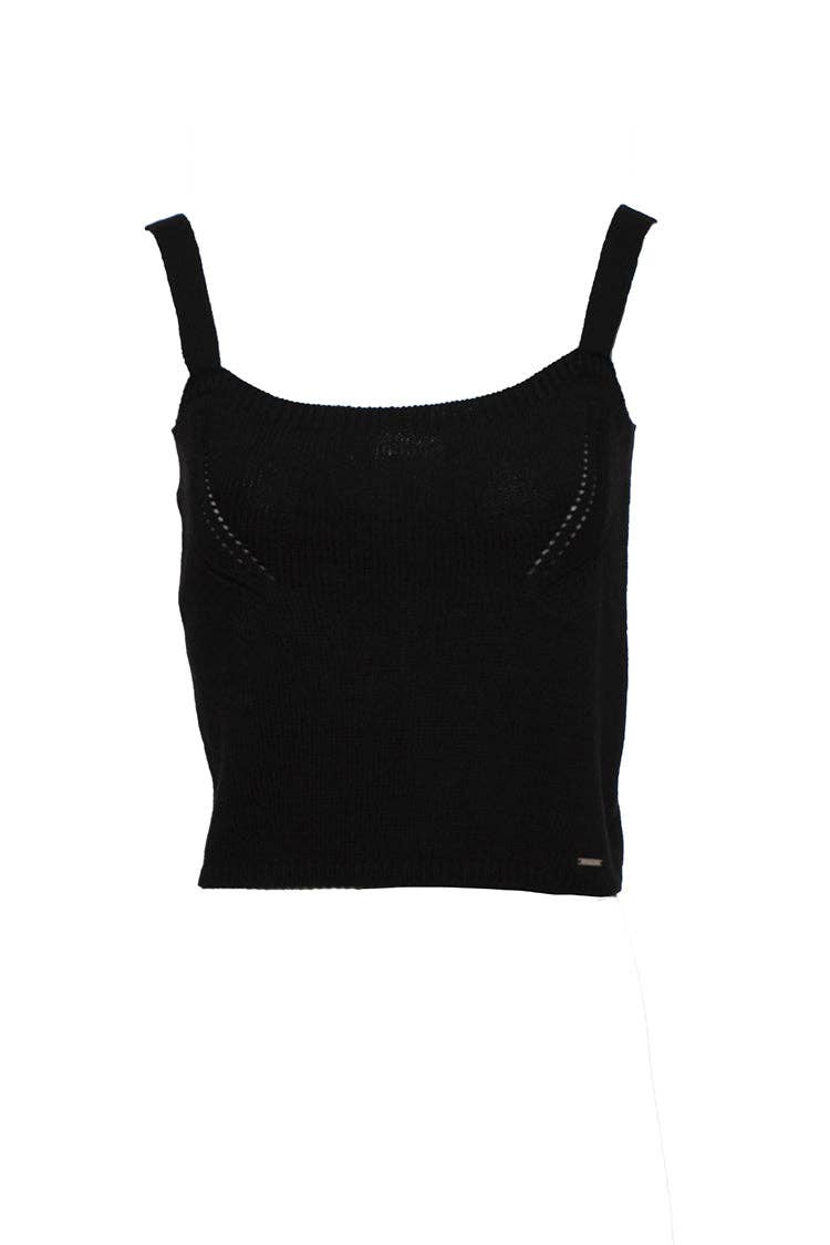 Top in maglia cropped con spalline