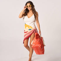 Shopper in cotone biologico con stampa bandana arancione