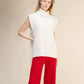 Tunica smanicata a collo alto in misto cashmere
