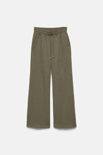 Pantaloni ampi in tessuto testurizzato con coulisse