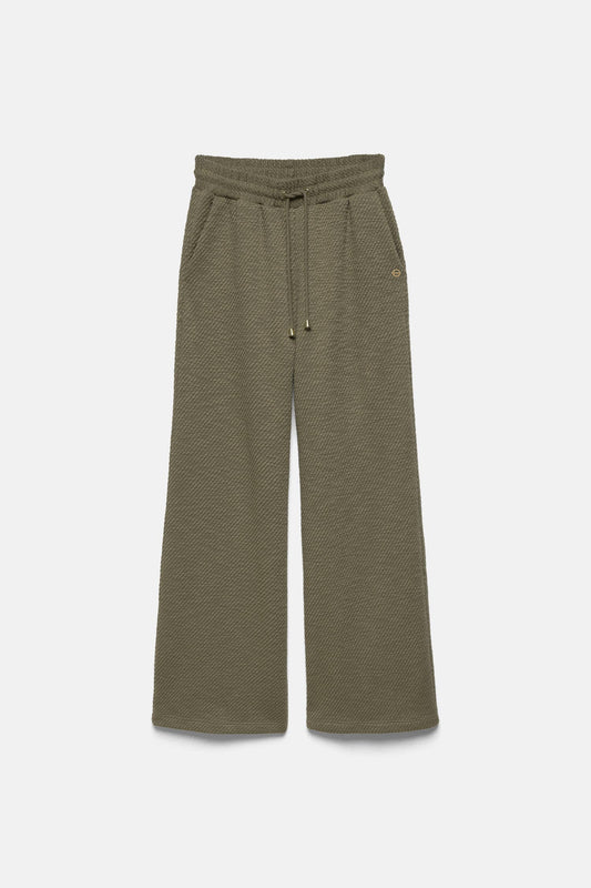 Pantaloni ampi in tessuto testurizzato con coulisse