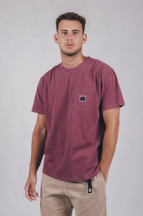 T-shirt Garza tinta a pigmento Rosso Garnacha