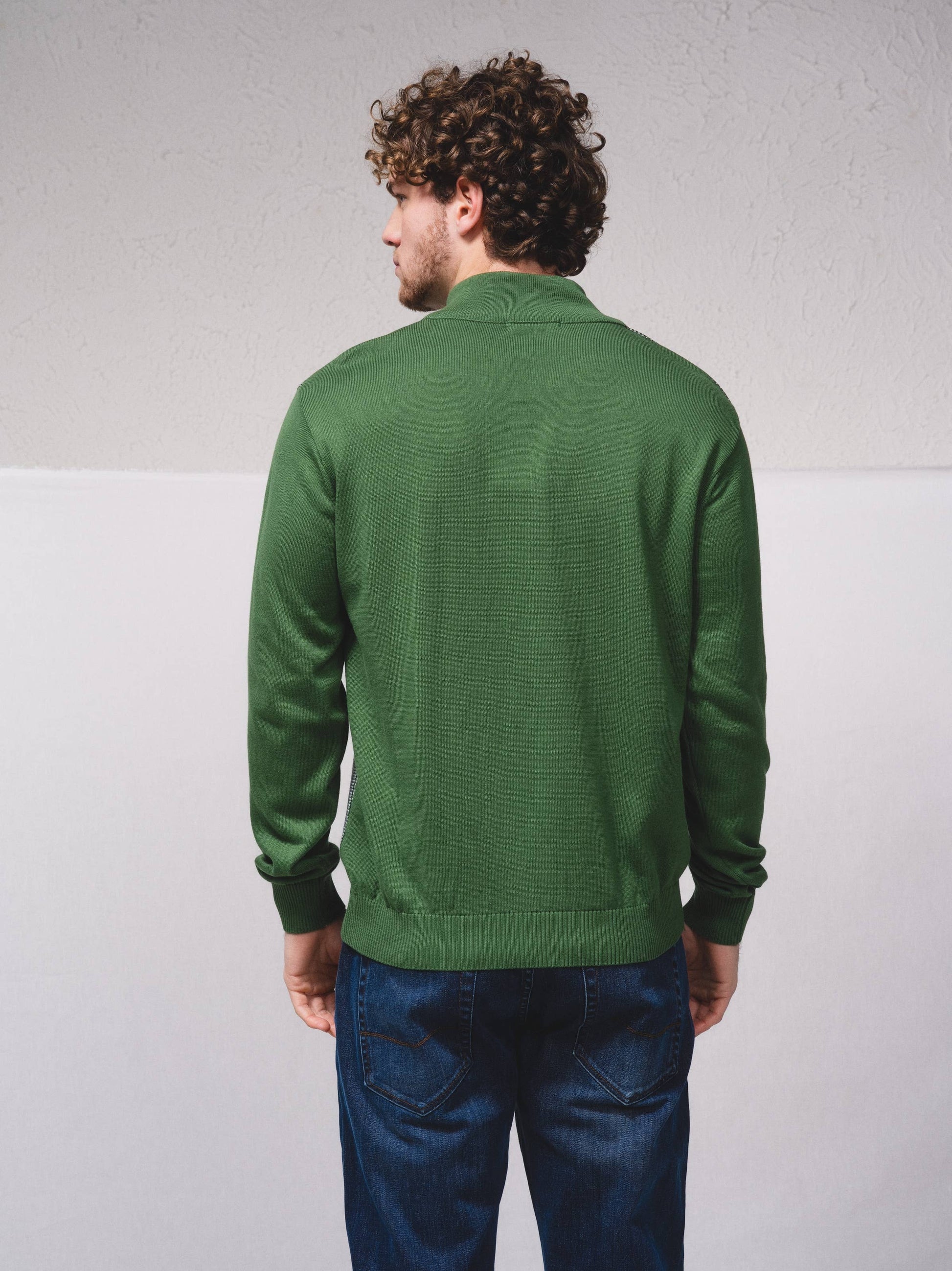Polo bicolore slim fit con zip in cotone