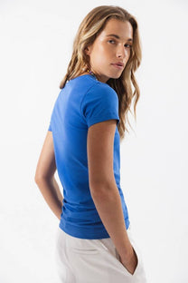 T-shirt basic in cotone elasticizzato blu