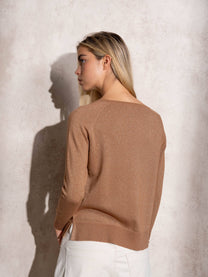 Maglione girocollo in lurex da donna